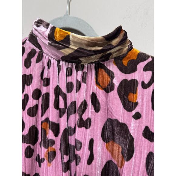 Anthropologie Pink and Brown Leopard Print Mini Dress - Picture 3 of 9